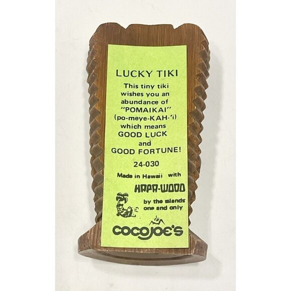 Hapa Wood Lucky Tiki 3.5” Coco Joe’s Hawaiian Figure Hawaii Vintage Good Fortune - Picture 5 of 9
